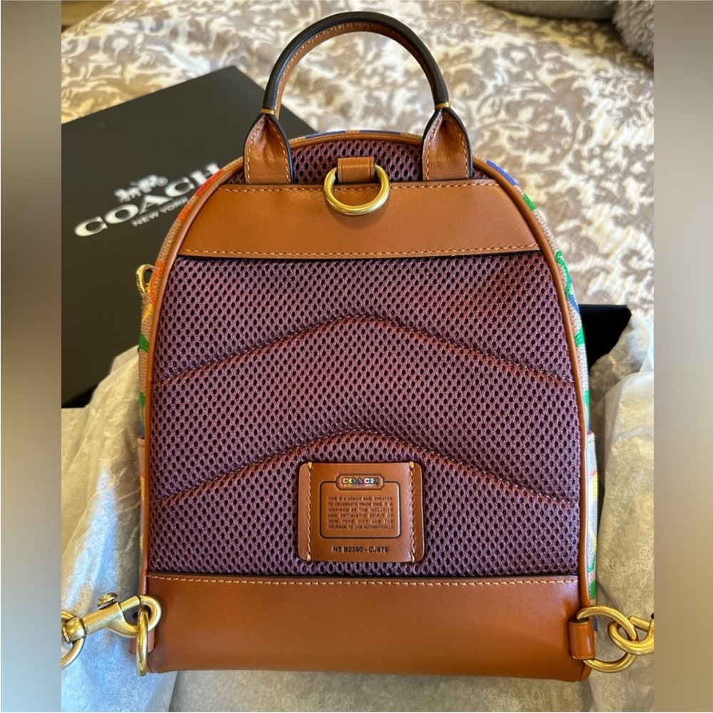 Coach Charter Backpack 18 In Rainbow Signature Canvas - Picture 7 of 16